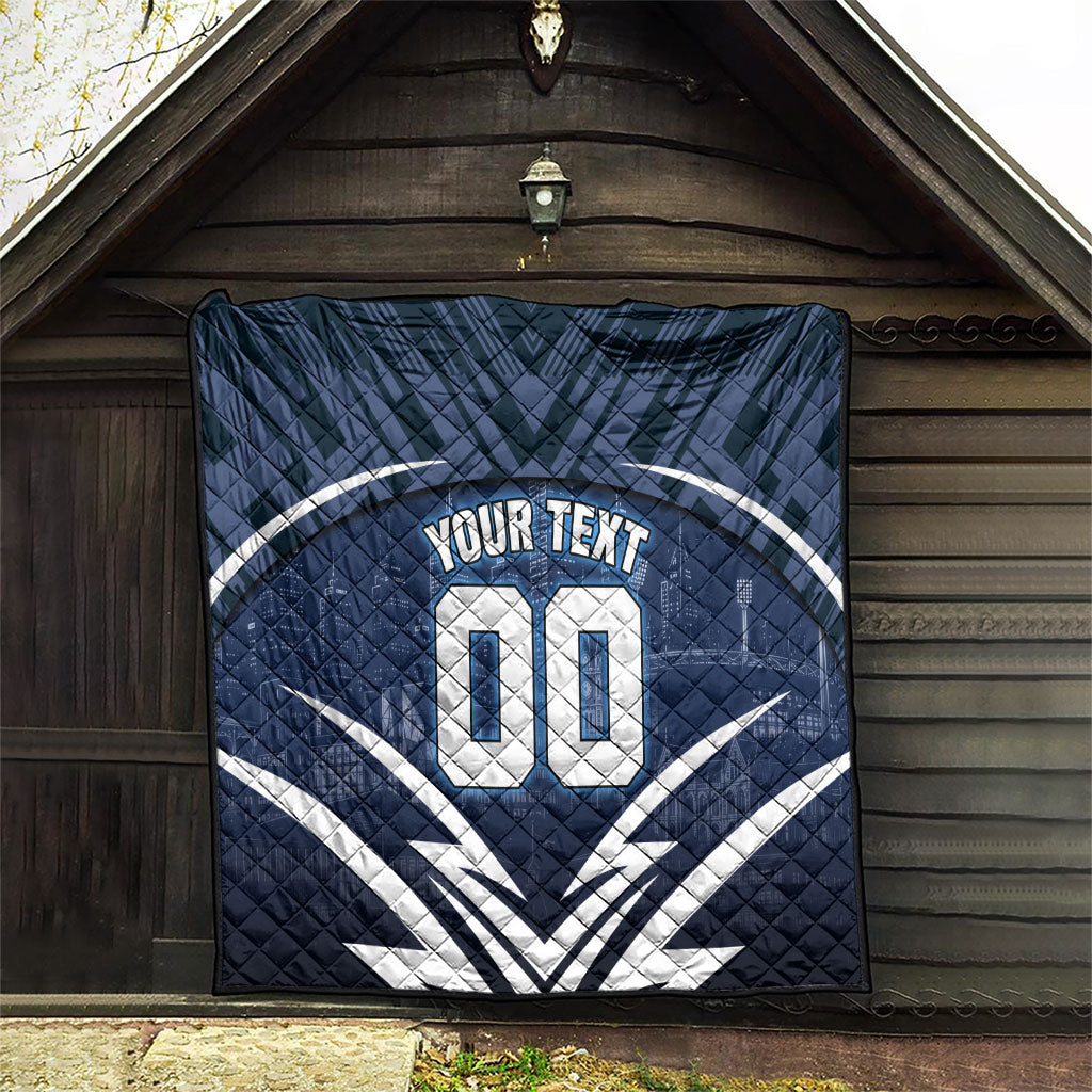 Personalised Carlton Blues Football Quilt Superhero Comic Art Dark Geometric City
