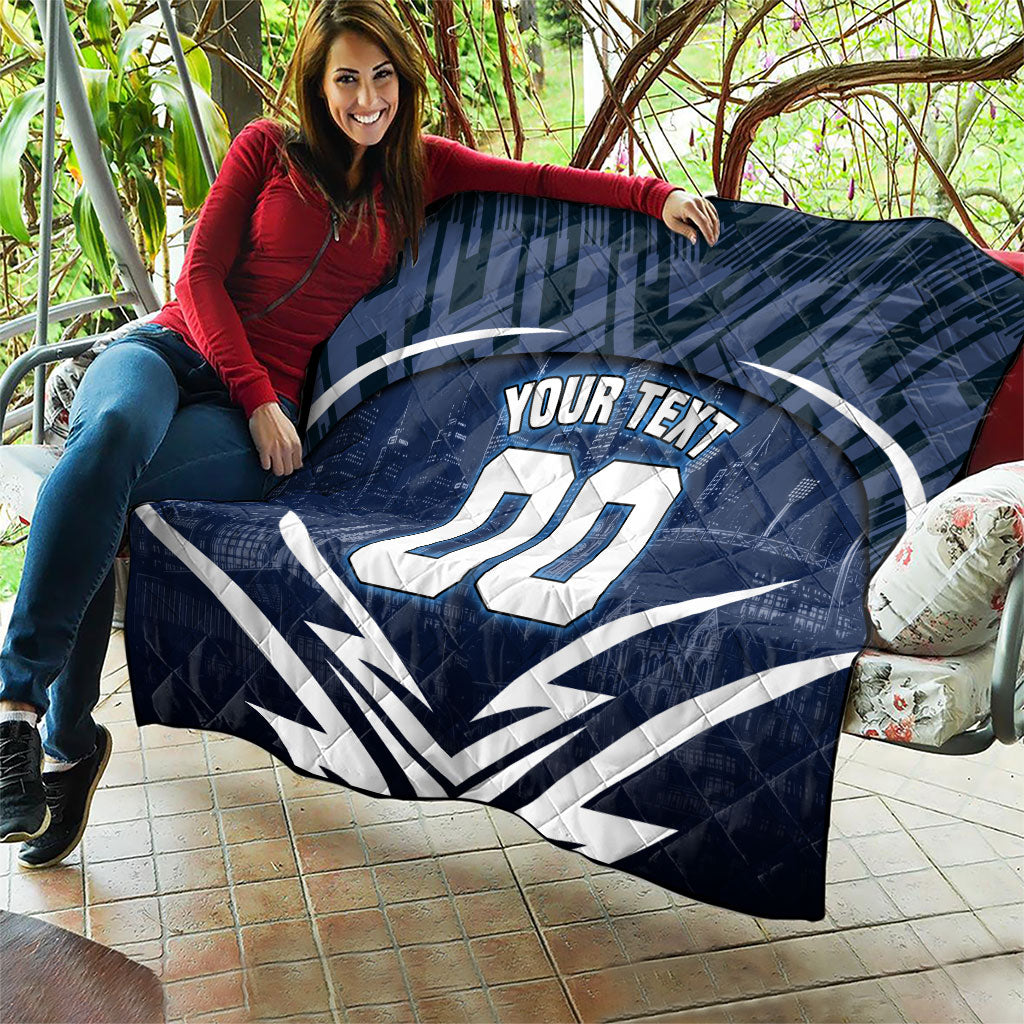 Personalised Carlton Blues Football Quilt Superhero Comic Art Dark Geometric City