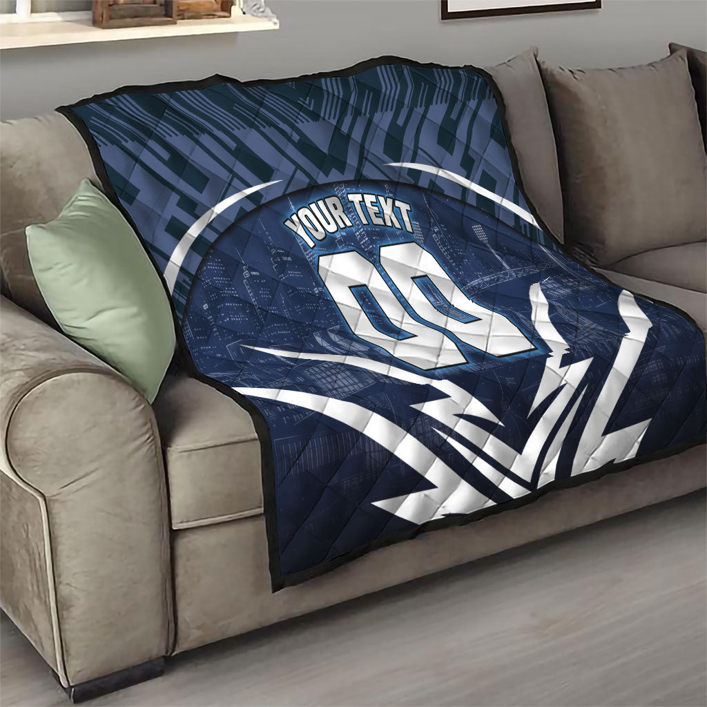 Personalised Carlton Blues Football Quilt Superhero Comic Art Dark Geometric City