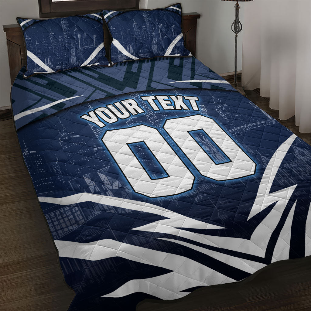 Personalised Carlton Blues Football Quilt Bed Set Superhero Comic Art Dark Geometric City
