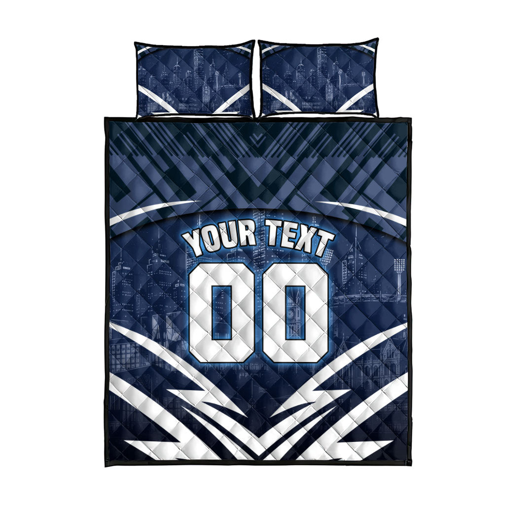 Personalised Carlton Blues Football Quilt Bed Set Superhero Comic Art Dark Geometric City