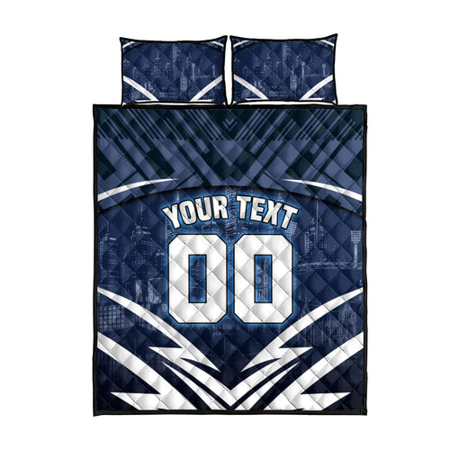 Personalised Carlton Blues Football Quilt Bed Set Superhero Comic Art Dark Geometric City