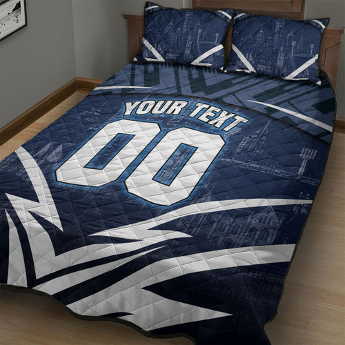 Personalised Carlton Blues Football Quilt Bed Set Superhero Comic Art Dark Geometric City