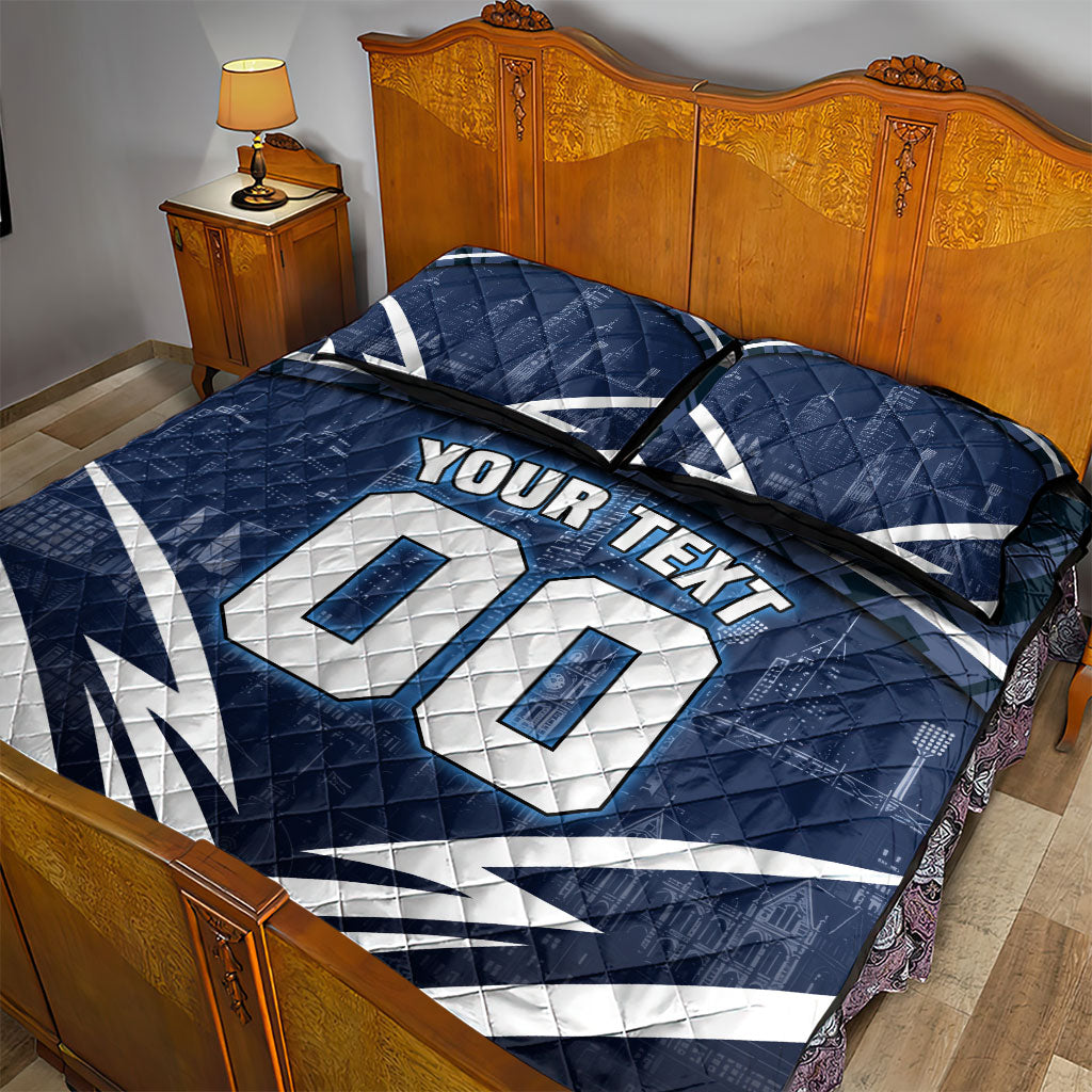 Personalised Carlton Blues Football Quilt Bed Set Superhero Comic Art Dark Geometric City