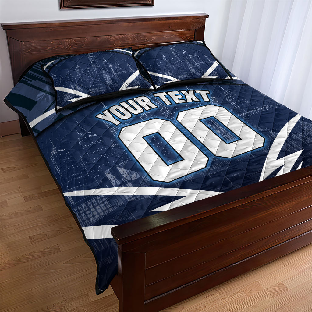Personalised Carlton Blues Football Quilt Bed Set Superhero Comic Art Dark Geometric City