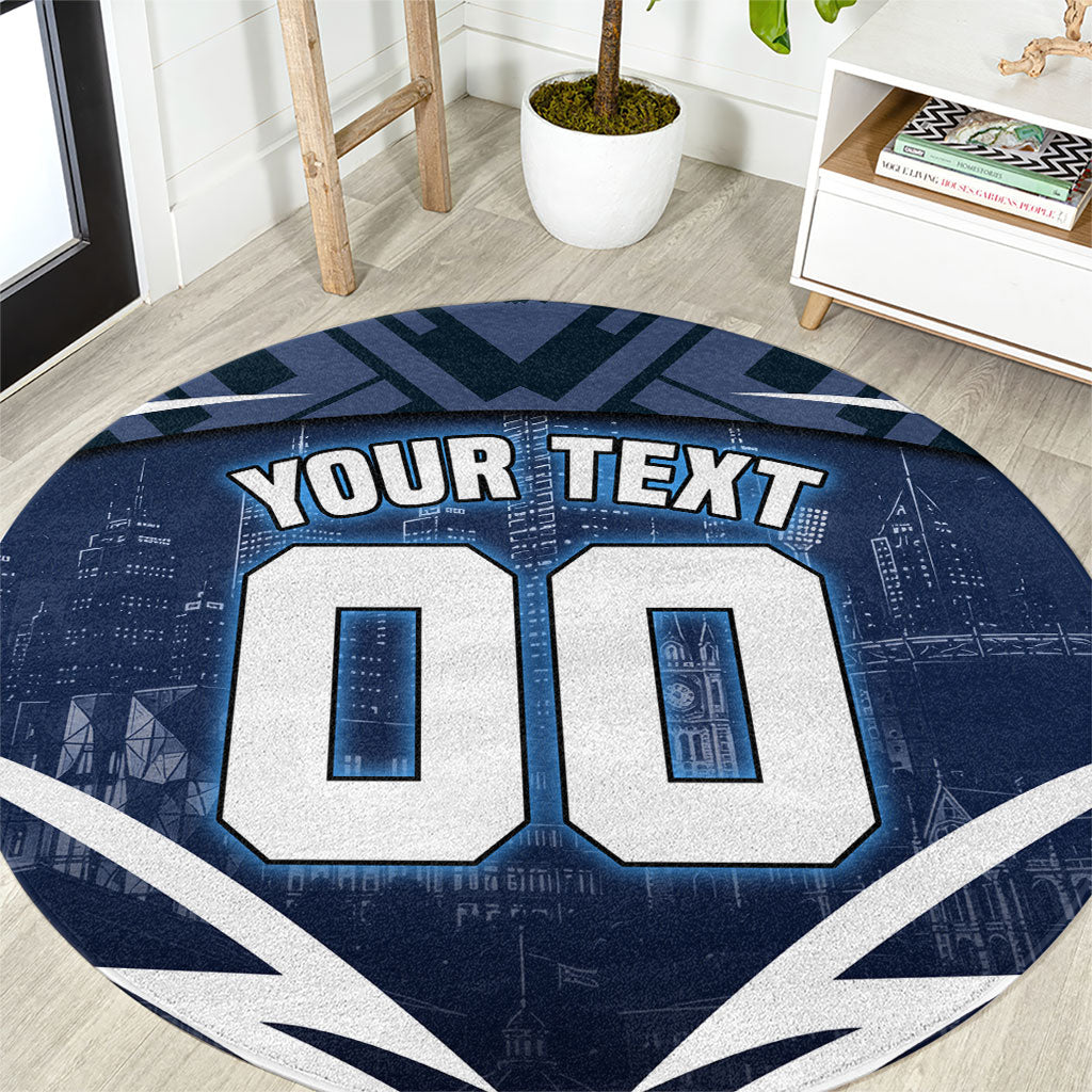 Personalised Carlton Blues Football Round Carpet Superhero Comic Art Dark Geometric City