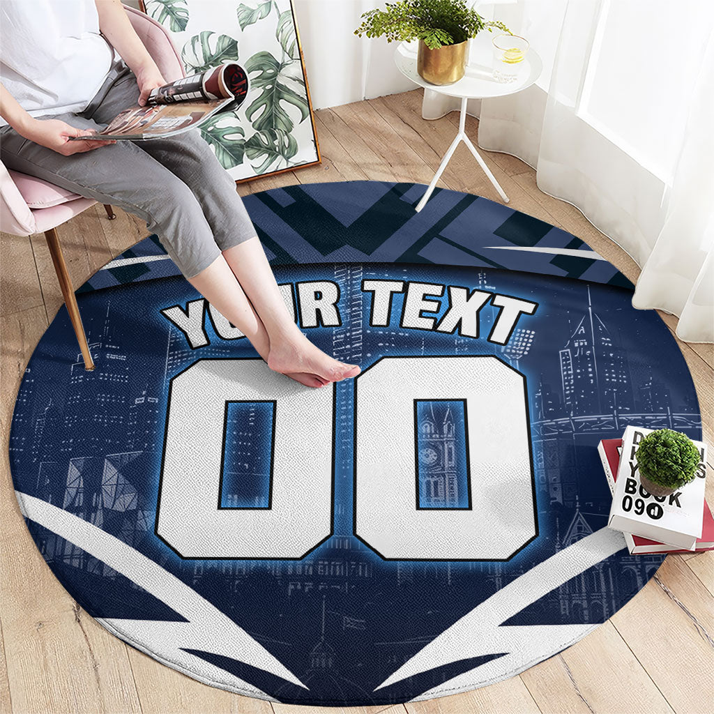 Personalised Carlton Blues Football Round Carpet Superhero Comic Art Dark Geometric City