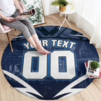 Personalised Carlton Blues Football Round Carpet Superhero Comic Art Dark Geometric City