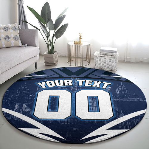 Personalised Carlton Blues Football Round Carpet Superhero Comic Art Dark Geometric City