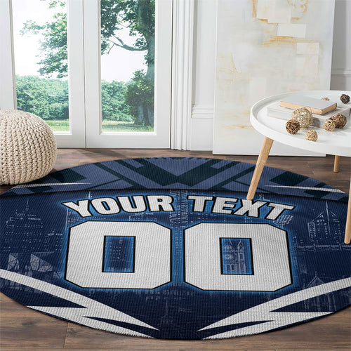 Personalised Carlton Blues Football Round Carpet Superhero Comic Art Dark Geometric City