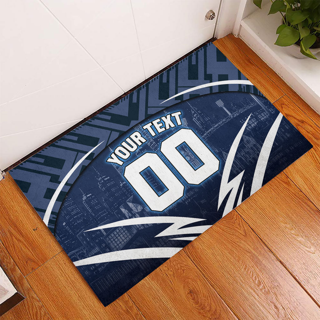 Personalised Carlton Blues Football Rubber Doormat Superhero Comic Art Dark Geometric City