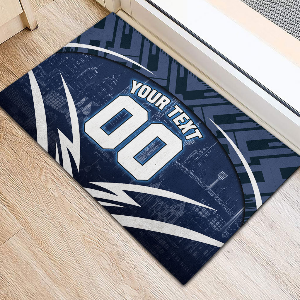 Personalised Carlton Blues Football Rubber Doormat Superhero Comic Art Dark Geometric City