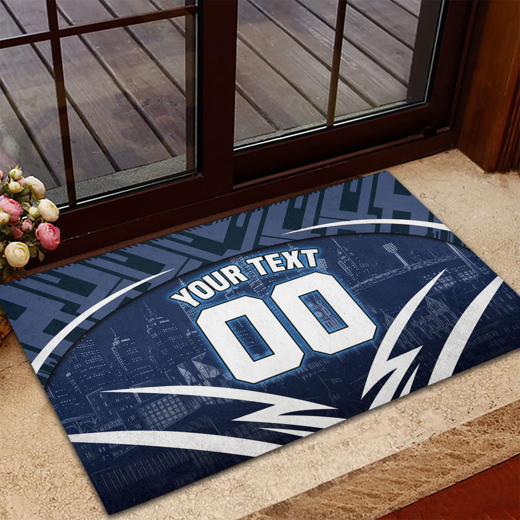 Personalised Carlton Blues Football Rubber Doormat Superhero Comic Art Dark Geometric City