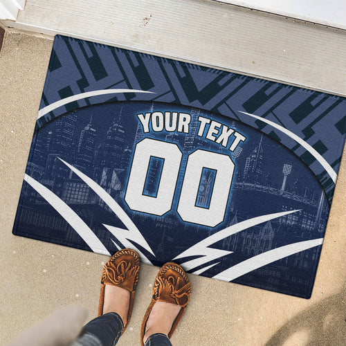Personalised Carlton Blues Football Rubber Doormat Superhero Comic Art Dark Geometric City
