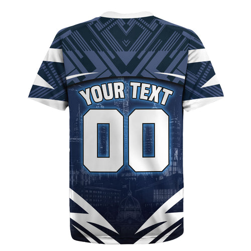 Personalised Carlton Blues Football Rugby Jersey Superhero Comic Art Dark Geometric City
