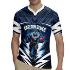 Personalised Carlton Blues Football Rugby Jersey Superhero Comic Art Dark Geometric City