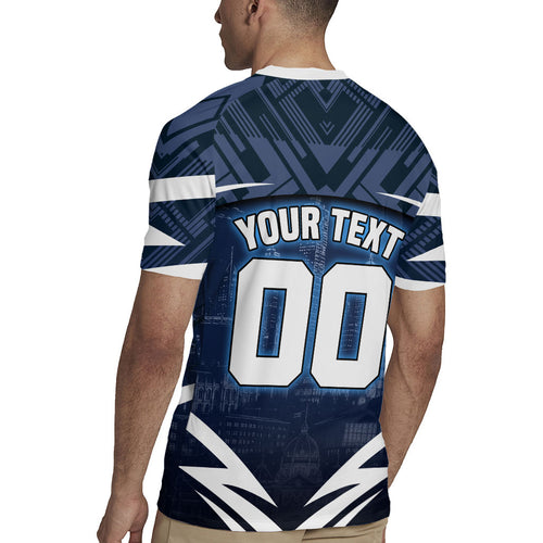 Personalised Carlton Blues Football Rugby Jersey Superhero Comic Art Dark Geometric City