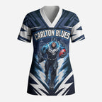 Personalised Carlton Blues Football Scrub Top Superhero Comic Art Dark Geometric City