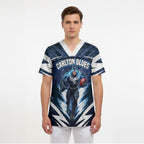Personalised Carlton Blues Football Scrub Top Superhero Comic Art Dark Geometric City