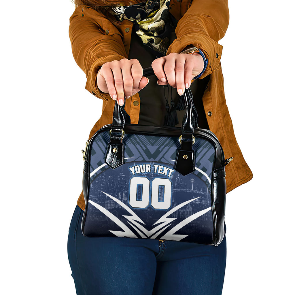 Personalised Carlton Blues Football Shoulder Handbag Superhero Comic Art Dark Geometric City