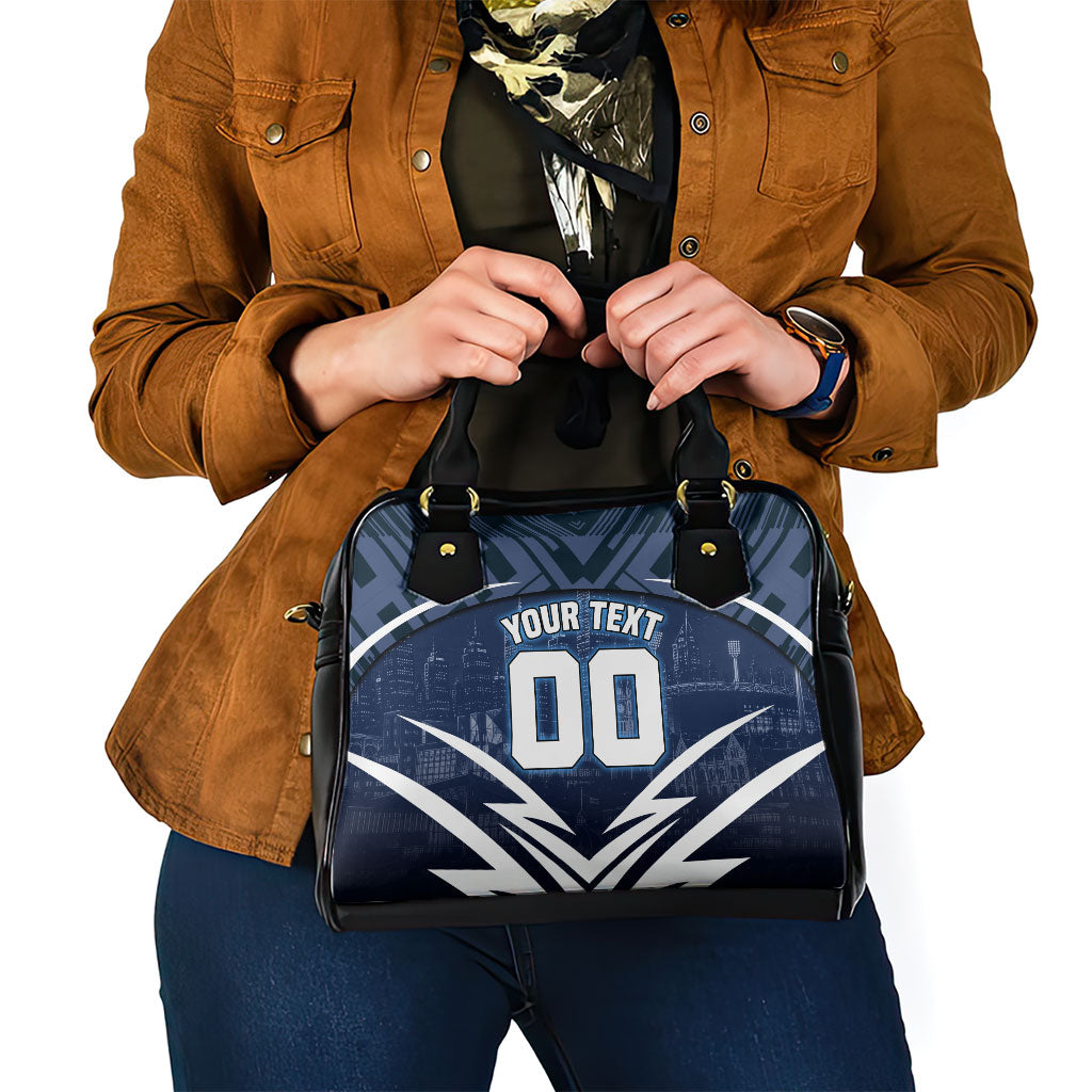 Personalised Carlton Blues Football Shoulder Handbag Superhero Comic Art Dark Geometric City