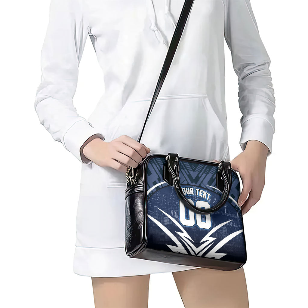 Personalised Carlton Blues Football Shoulder Handbag Superhero Comic Art Dark Geometric City