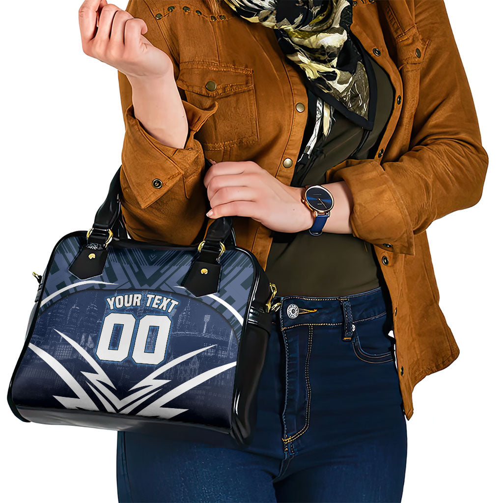 Personalised Carlton Blues Football Shoulder Handbag Superhero Comic Art Dark Geometric City