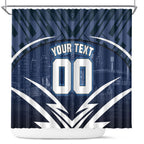 Personalised Carlton Blues Football Shower Curtain Superhero Comic Art Dark Geometric City