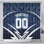 Personalised Carlton Blues Football Shower Curtain Superhero Comic Art Dark Geometric City