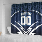 Personalised Carlton Blues Football Shower Curtain Superhero Comic Art Dark Geometric City