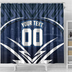 Personalised Carlton Blues Football Shower Curtain Superhero Comic Art Dark Geometric City
