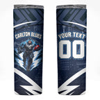 Personalised Carlton Blues Football Skinny Tumbler Superhero Comic Art Dark Geometric City
