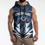 Personalised Carlton Blues Football Sleeveless Hoodie Superhero Comic Art Dark Geometric City