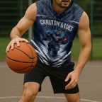 Personalised Carlton Blues Football Sleeveless Hoodie Superhero Comic Art Dark Geometric City