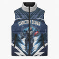 Personalised Carlton Blues Football Sleeveless Puffer Jacket Superhero Comic Art Dark Geometric City