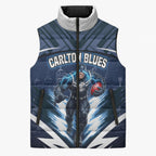 Personalised Carlton Blues Football Sleeveless Puffer Jacket Superhero Comic Art Dark Geometric City