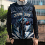 Personalised Carlton Blues Football Sleeveless Puffer Jacket Superhero Comic Art Dark Geometric City