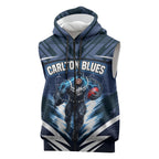 Personalised Carlton Blues Football Sleeveless Zip Hoodie Superhero Comic Art Dark Geometric City