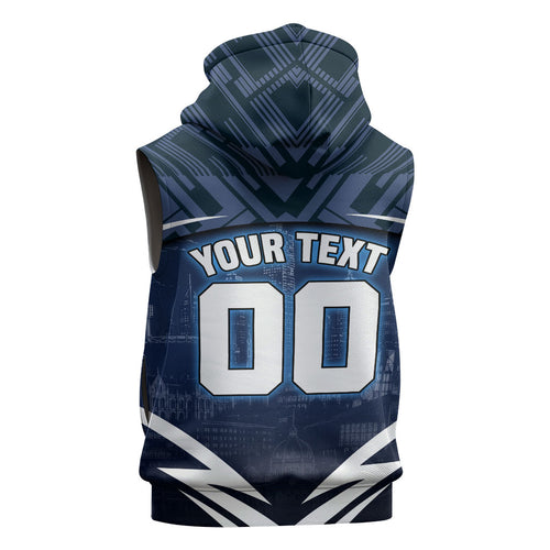 Personalised Carlton Blues Football Sleeveless Zip Hoodie Superhero Comic Art Dark Geometric City