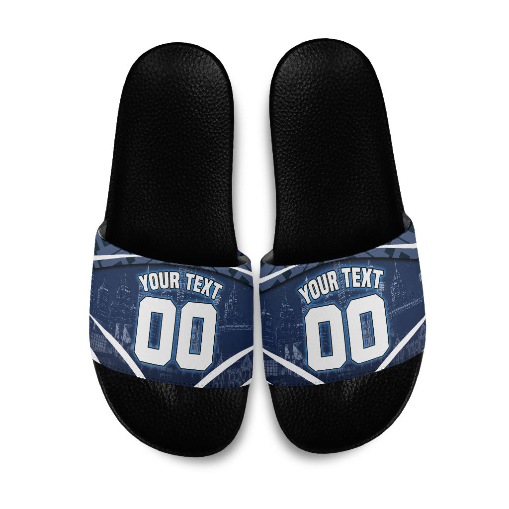 Personalised Carlton Blues Football Slide Sandals Superhero Comic Art Dark Geometric City