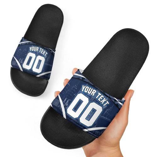 Personalised Carlton Blues Football Slide Sandals Superhero Comic Art Dark Geometric City