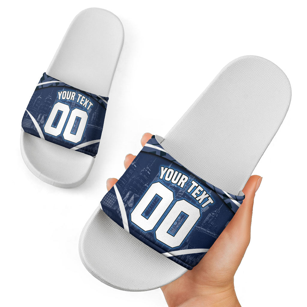 Personalised Carlton Blues Football Slide Sandals Superhero Comic Art Dark Geometric City