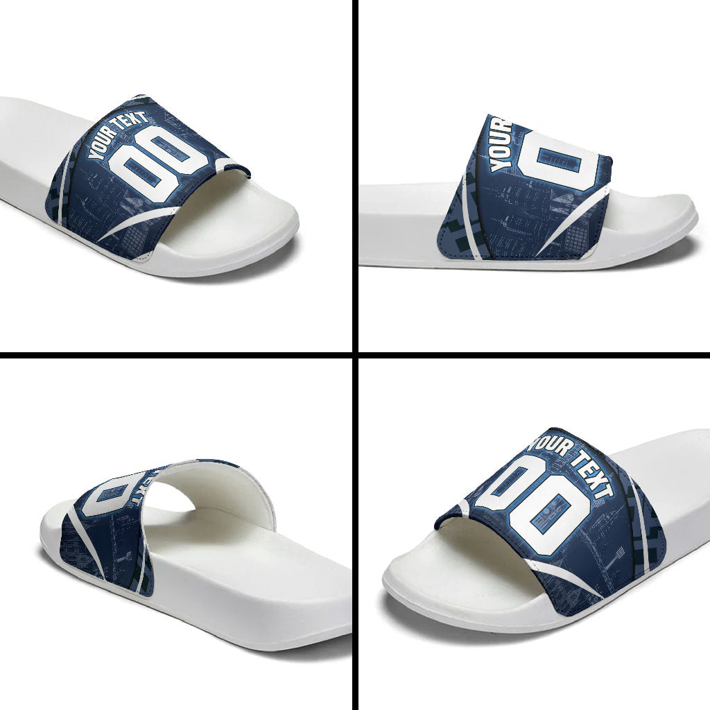 Personalised Carlton Blues Football Slide Sandals Superhero Comic Art Dark Geometric City