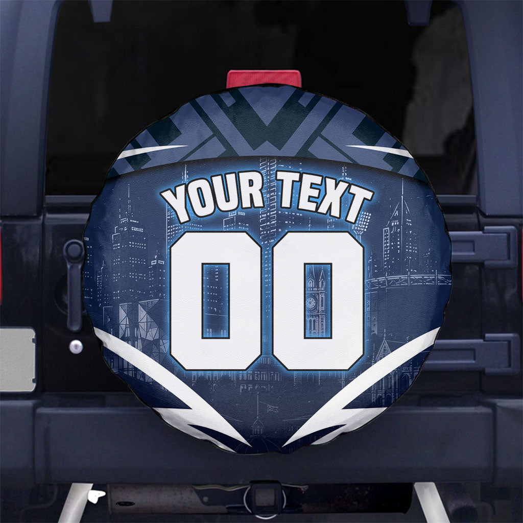 Personalised Carlton Blues Football Spare Tire Cover Superhero Comic Art Dark Geometric City