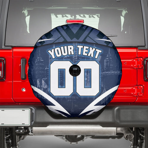 Personalised Carlton Blues Football Spare Tire Cover Superhero Comic Art Dark Geometric City