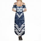 Personalised Carlton Blues Football Summer Maxi Dress Superhero Comic Art Dark Geometric City