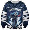 Personalised Carlton Blues Football Sweatshirt Superhero Comic Art Dark Geometric City
