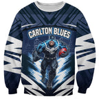Personalised Carlton Blues Football Sweatshirt Superhero Comic Art Dark Geometric City
