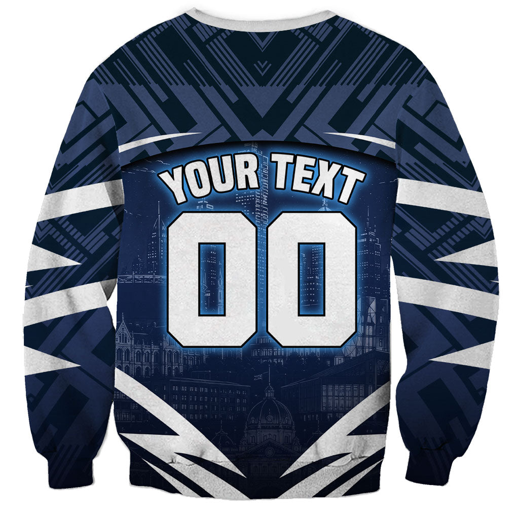 Personalised Carlton Blues Football Sweatshirt Superhero Comic Art Dark Geometric City