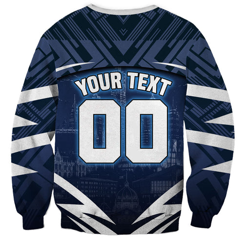 Personalised Carlton Blues Football Sweatshirt Superhero Comic Art Dark Geometric City